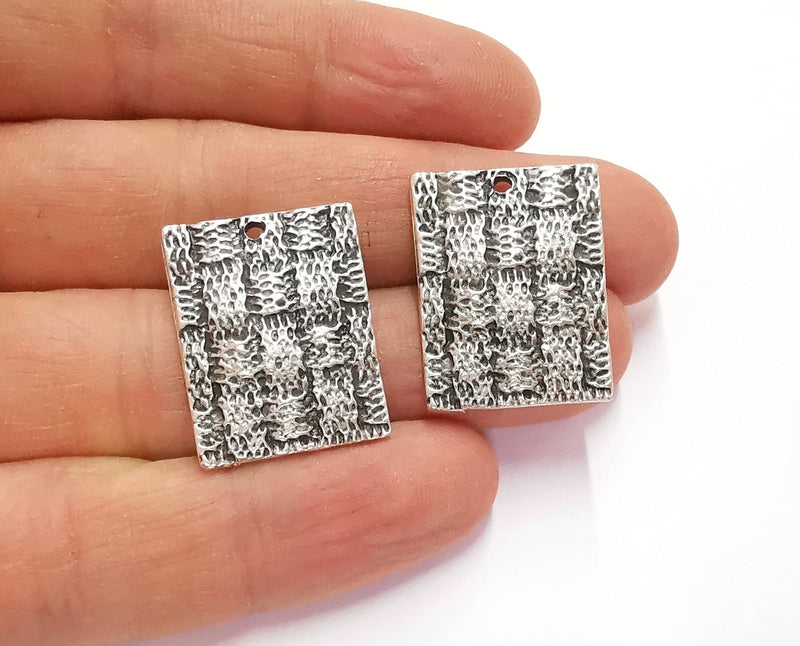 2 Silver Charms Antique Silver Plated Charms (26x21mm)  G20736
