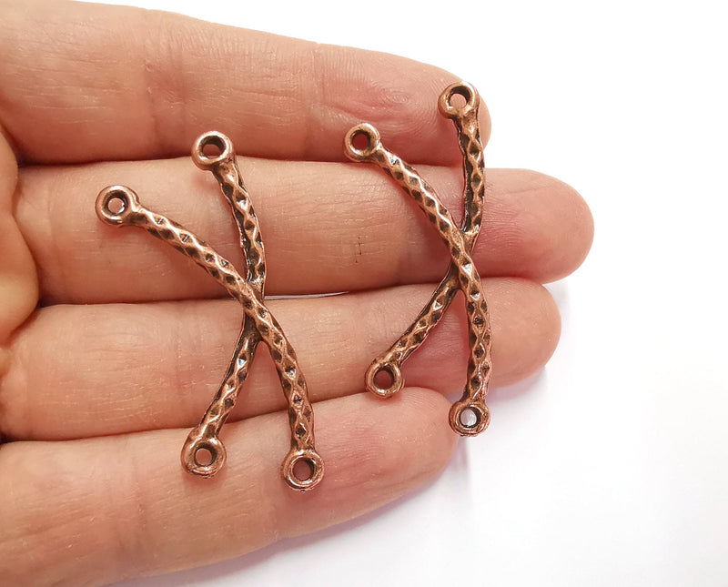 4 Copper Charms Connector Antique Copper Plated Charms (50mm)  G20740