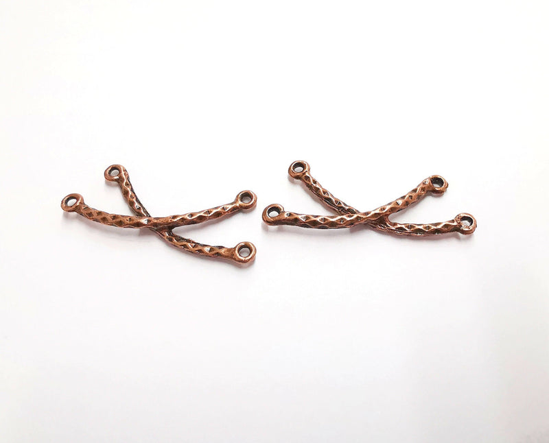 4 Copper Charms Connector Antique Copper Plated Charms (50mm)  G20740