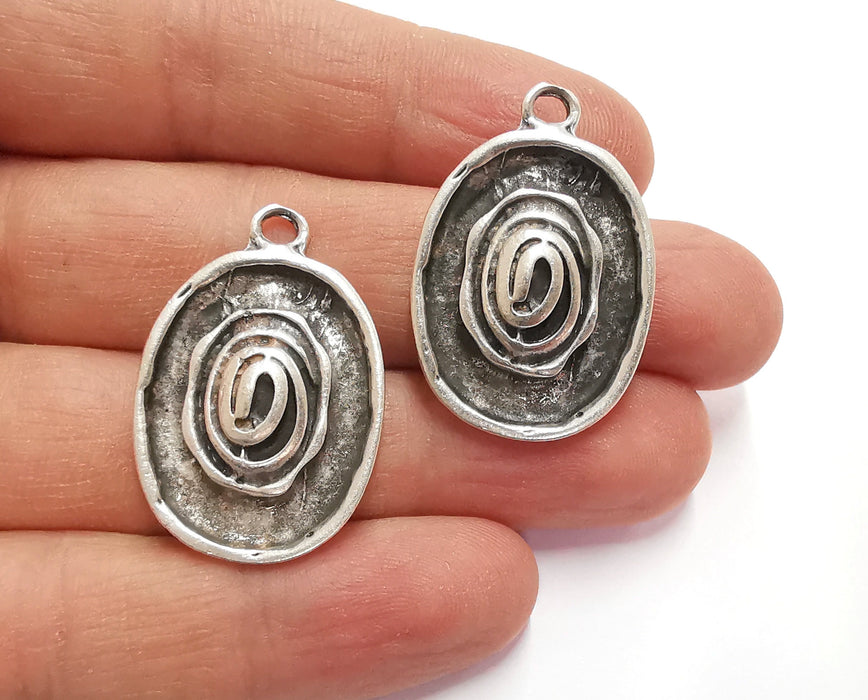 2 Spiral Charms Antique Silver Plated Charms (34x23mm)  G20744