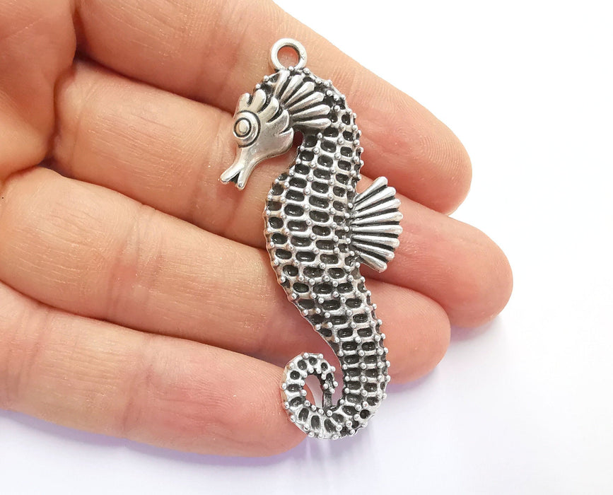 Seahorse Charms Antique Silver Plated Charms (63x28mm)  G20193