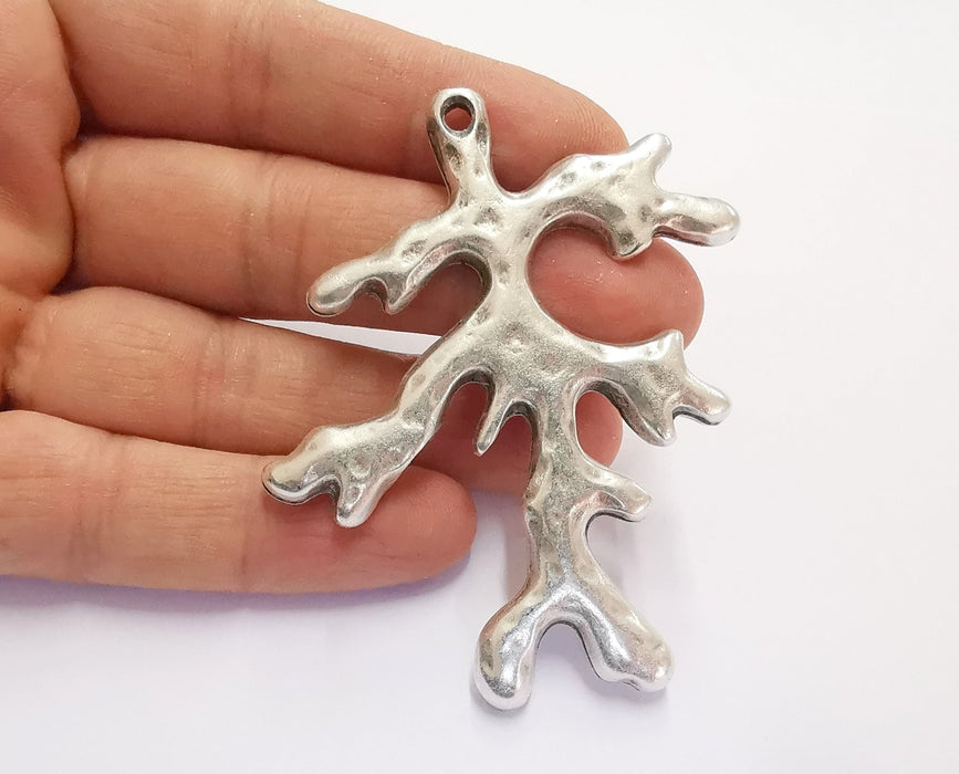 Coral Pendant Antique Silver Plated Pendant (75x54mm)  G20194