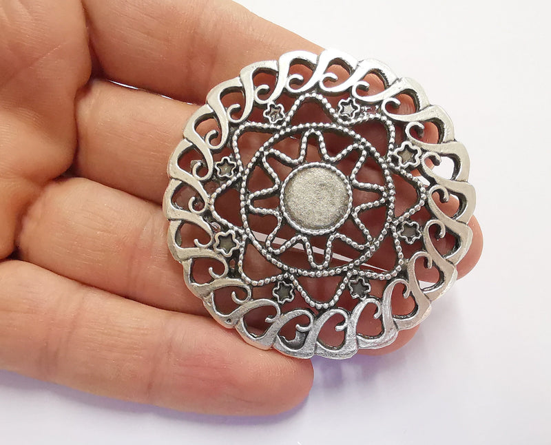 Flower Silver Charms Antique Silver Plated Charms (57mm)  G20198