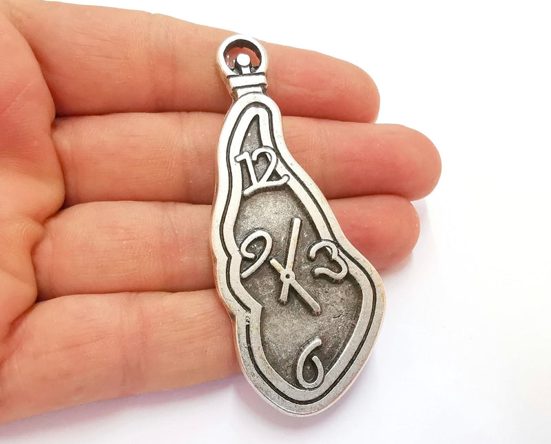 Clock Charms Antique Silver Plated Charms (77x31mm)  G21498