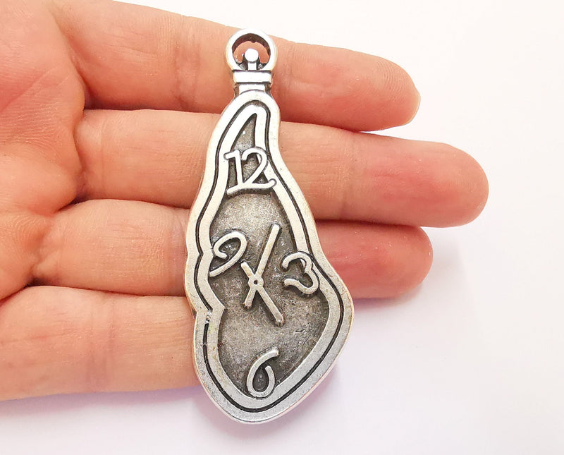 Clock Charms Antique Silver Plated Charms (77x31mm)  G21498