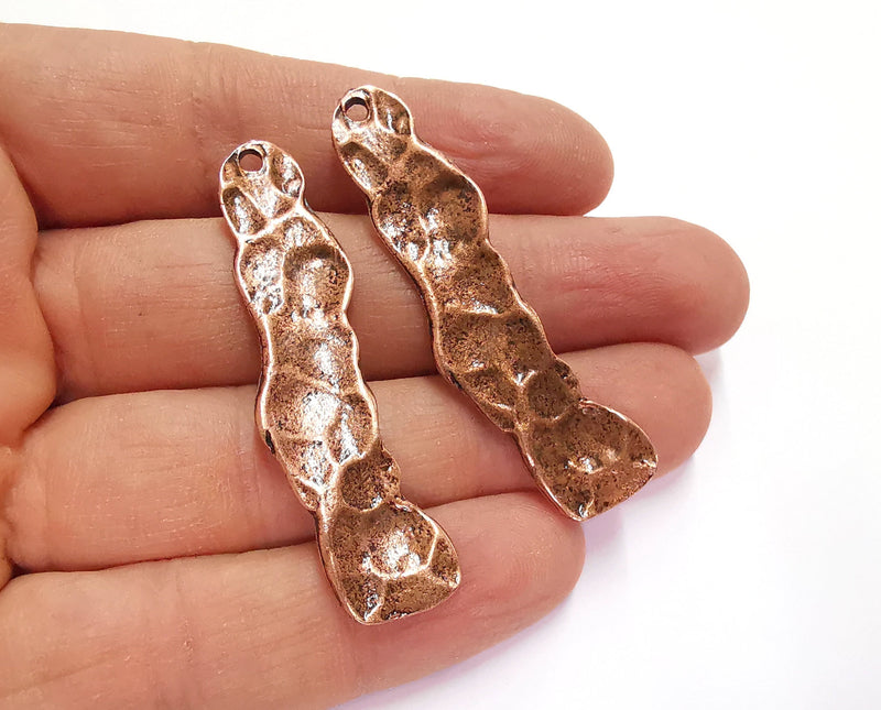2 Copper Charms Antique Copper Plated Charms (55x13 mm) G20753