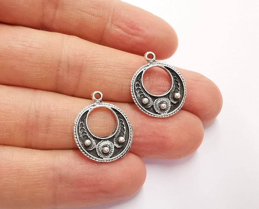 5 Silver Charms Antique Silver Plated Charms (21x18mm)  G20755