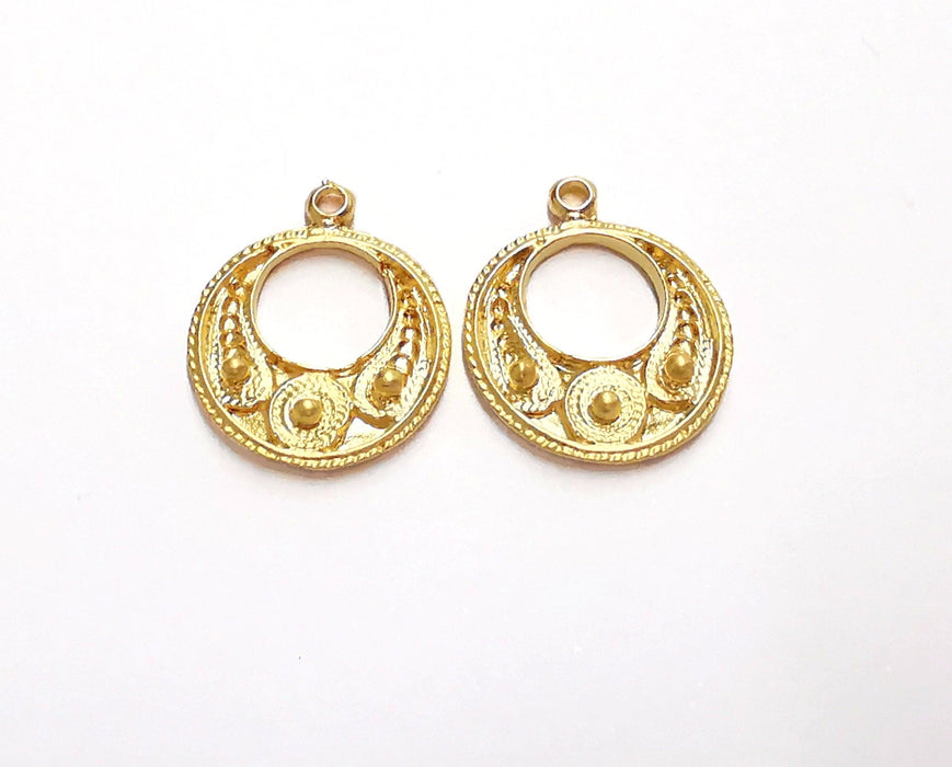 4 Gold Charms Gold Plated Charms  (21x18mm)  G20757