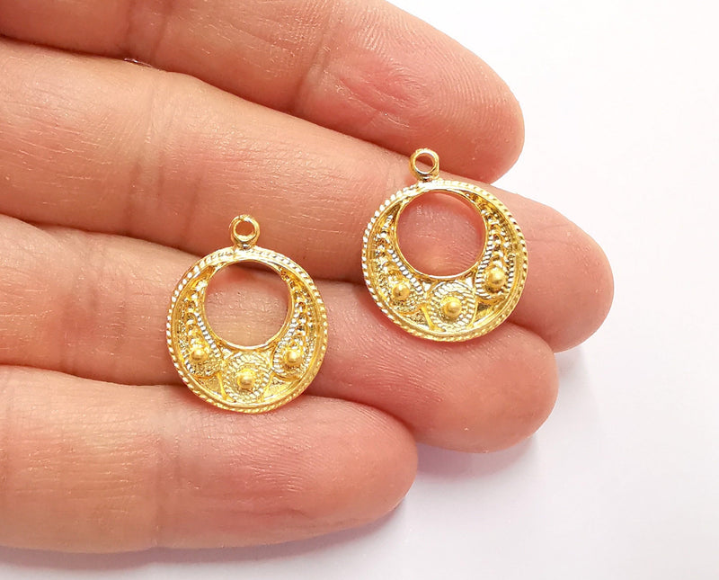 4 Gold Charms Gold Plated Charms  (21x18mm)  G20757