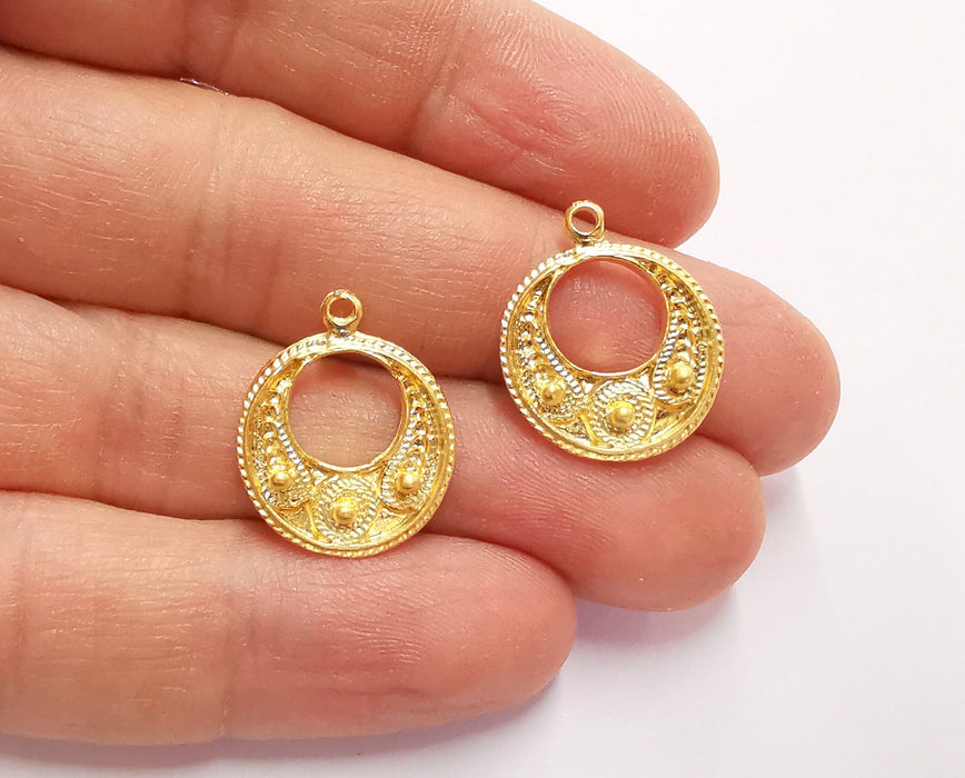 4 Gold Charms Gold Plated Charms  (21x18mm)  G20757