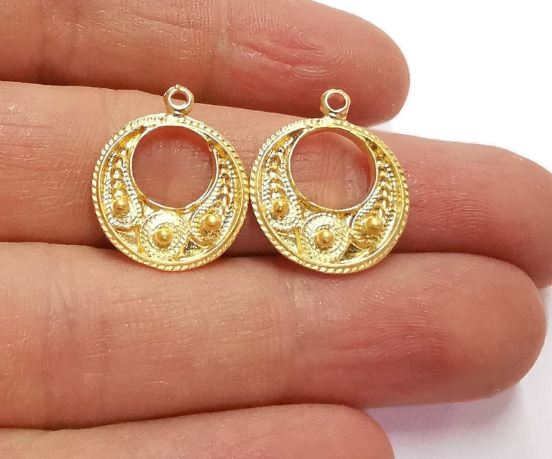 4 Gold Charms Gold Plated Charms  (21x18mm)  G20757