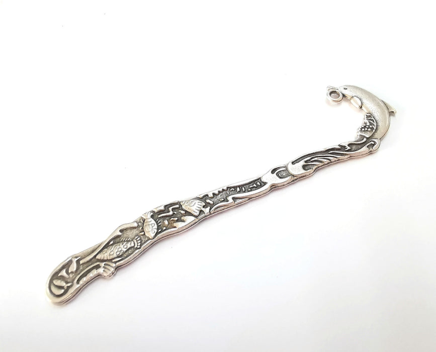 Dolphin Bookmark Findings Antique Silver Plated Bookmark (121x10mm) G20222