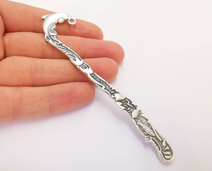 Dolphin Bookmark Findings Antique Silver Plated Bookmark (121x10mm) G20222