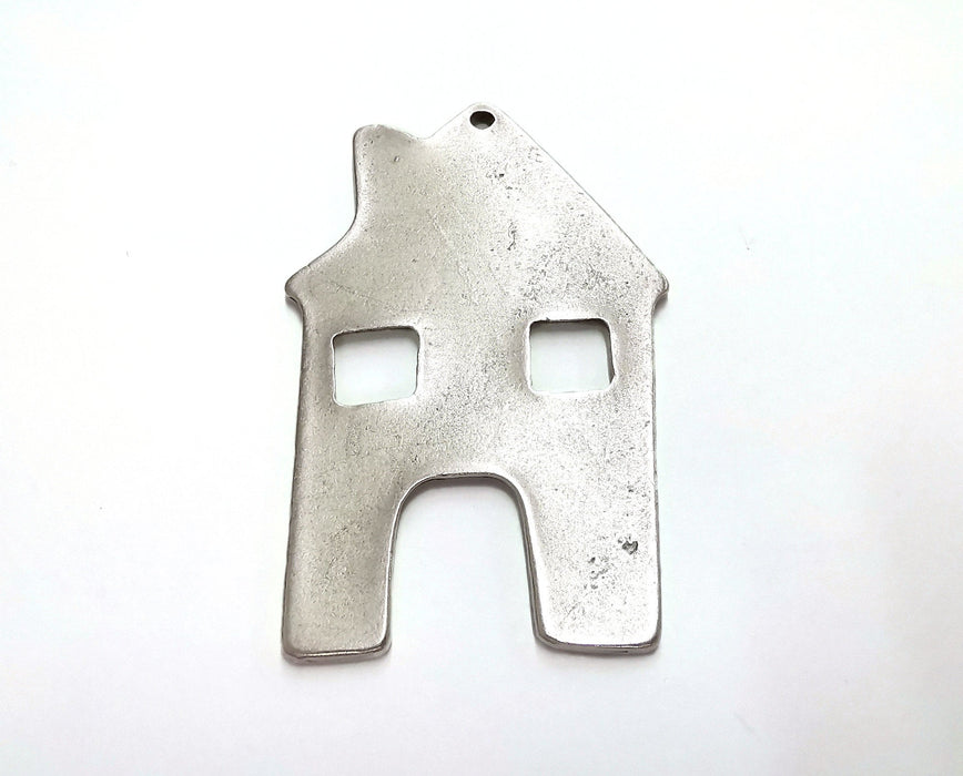 House Pendant Antique Silver Plated Pendant (82x50mm) G20763