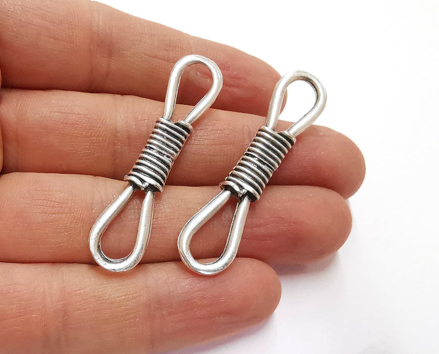 2 Bales of Rope Charms Connector Antique Silver Plated Charms (52x11mm) G20766