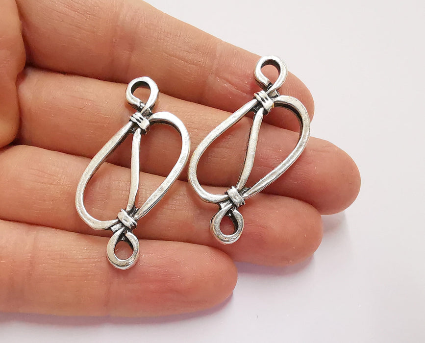 2 Rope Charms Connector Antique Silver Plated Charms (44x18mm) G20770