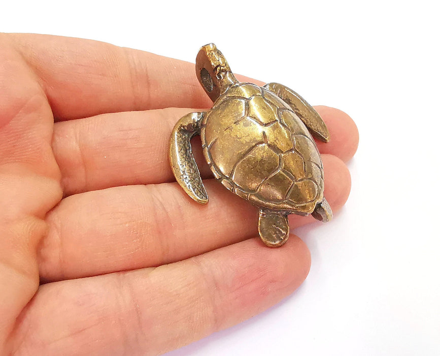 Sea Turtle Pendant Antique Bronze Plated Pendant ( 51x45mm )  G20234