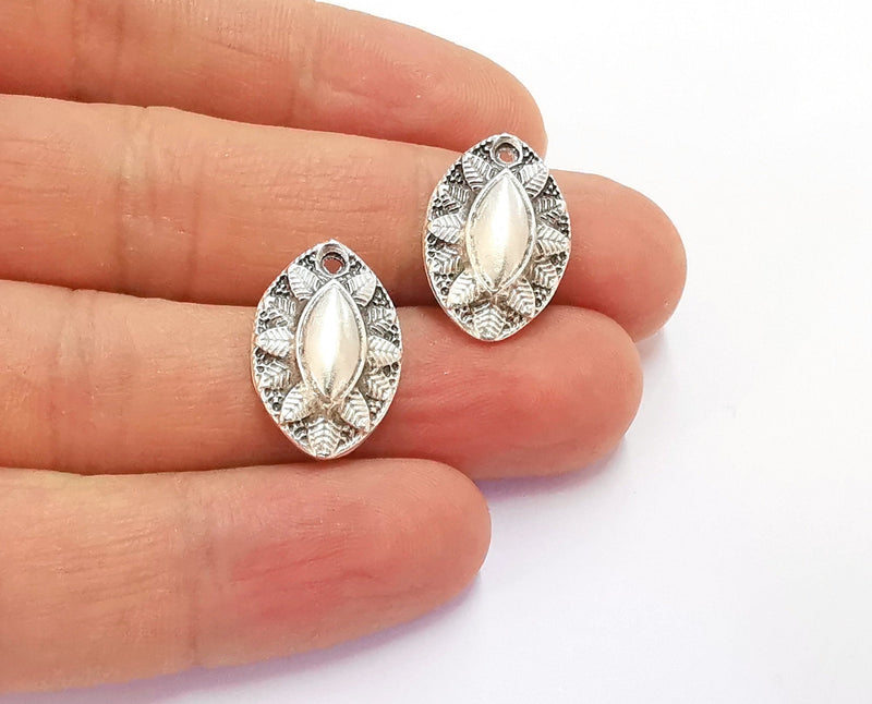 4 Leaves Charms Antique Silver Plated Charms (21x14mm) G20235