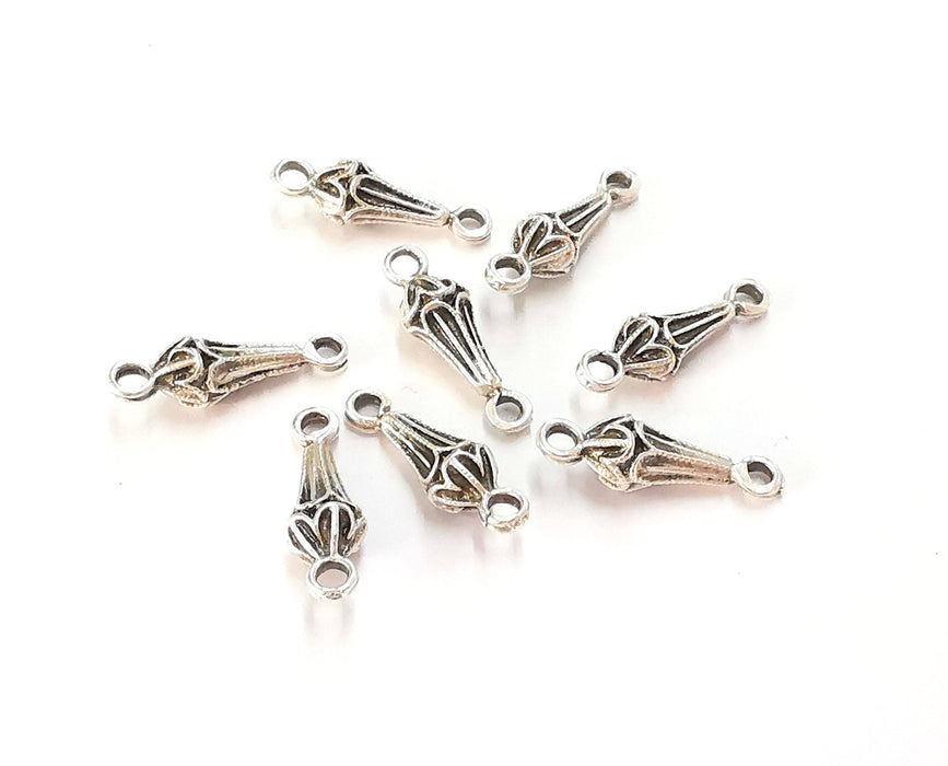 6 Charms Connector Antique Silver Plated Charms (21x7mm) G20239