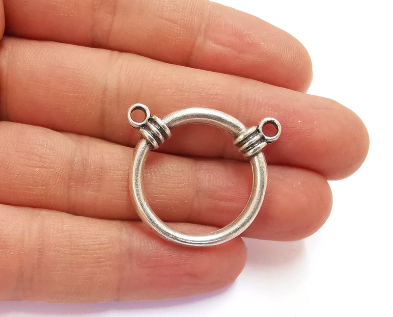 2 Charms Connector Antique Silver Plated Charms (28mm) G20242