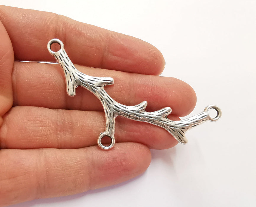 2 Branch Charms Connector Antique Silver Plated Charms (77mm) G20243