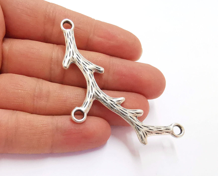 2 Branch Charms Connector Antique Silver Plated Charms (77mm) G20243