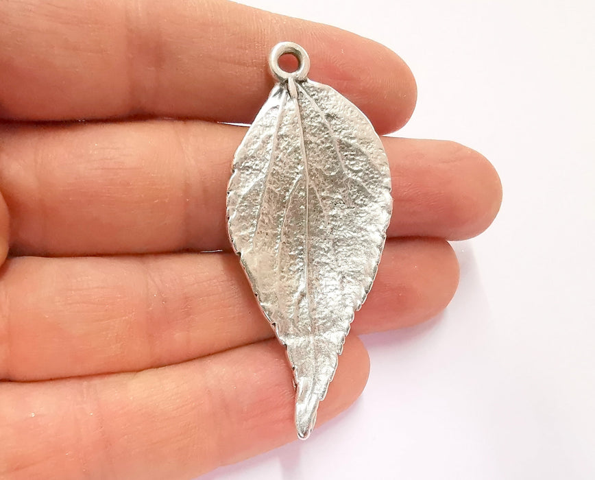 2 Leaf Charms Antique Silver Plated Charms (60x26mm) G20772