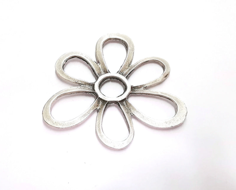 Flower Charms Antique Silver Plated Charms (75mm)  G20773