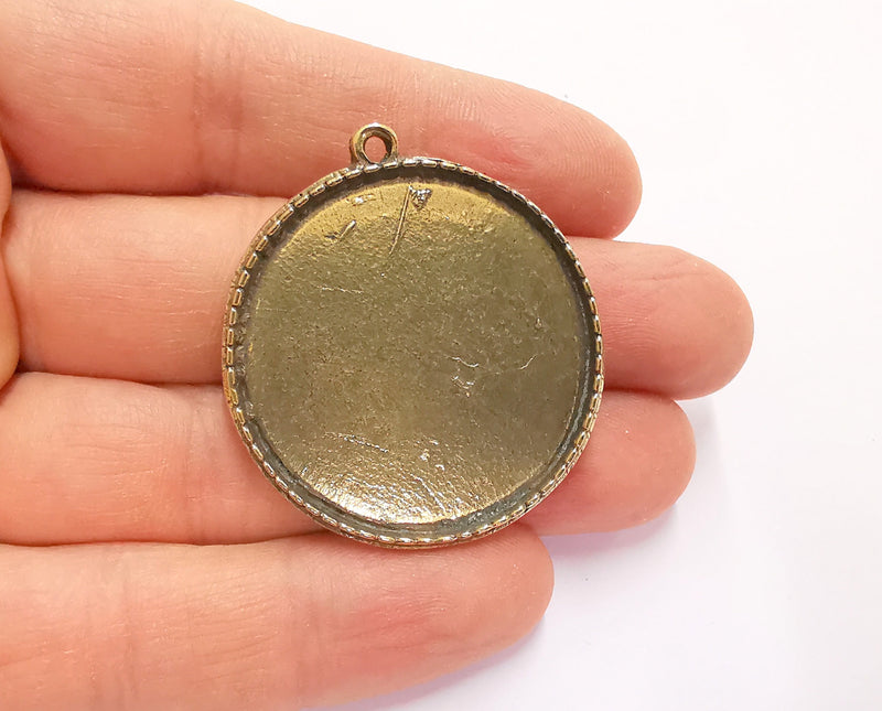 Flower Charms Blank Bezel Resin Bezel Mosaic Mountings Antique Bronze Plated Charms (44x39mm) (37 mm Bezel Inner Size)  G20779