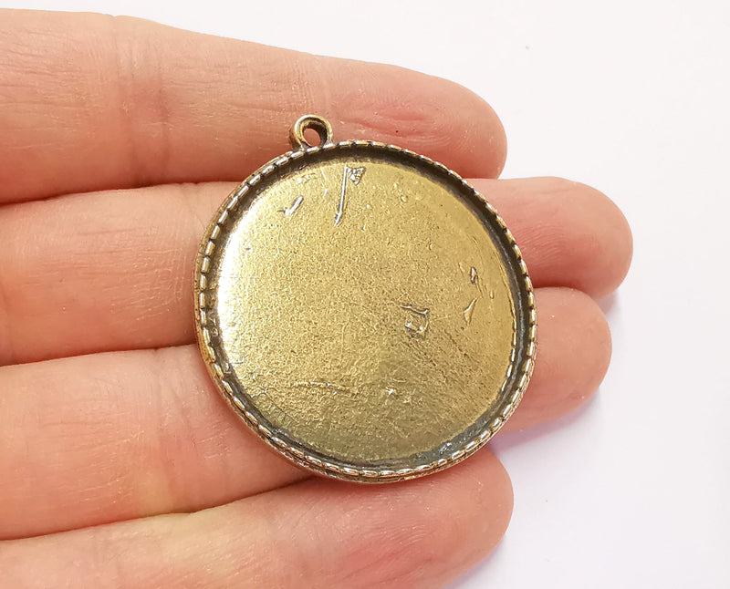 Flower Charms Blank Bezel Resin Bezel Mosaic Mountings Antique Bronze Plated Charms (44x39mm) (37 mm Bezel Inner Size)  G20779