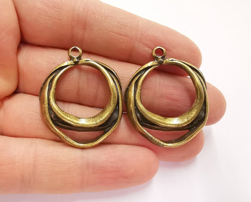 2 Antique Bronze Charms Antique Bronze Plated Charms (37x30mm) G20784