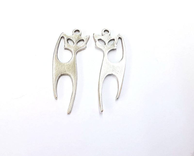 5 Cats Charms Antique Silver Plated Charms (40x13mm)  G20265