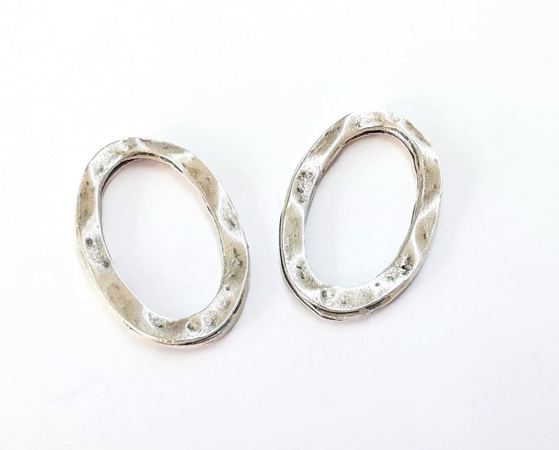 2 Oval Findings Antique Silver Plated Findings (34x21mm)  G20273
