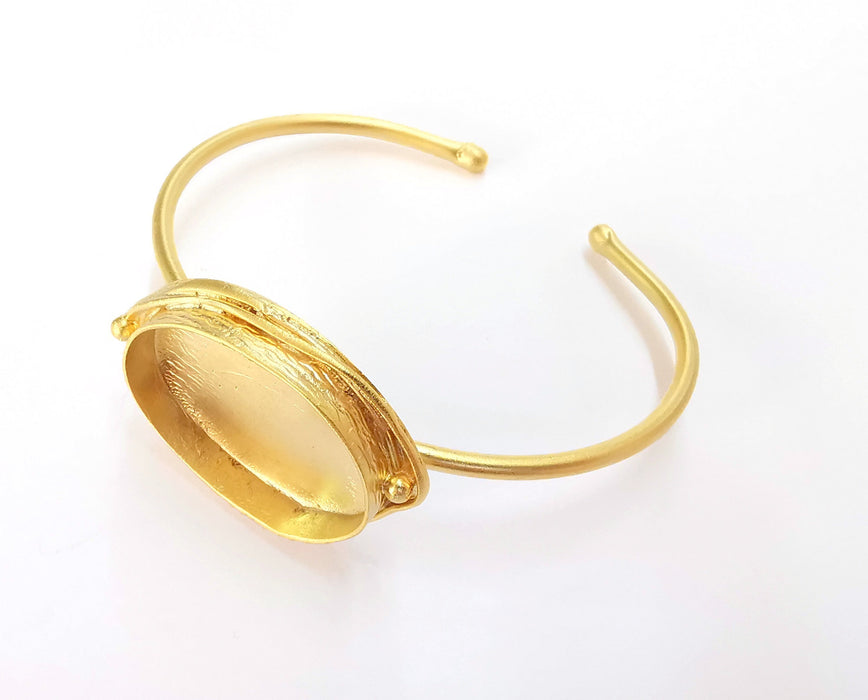 Matte Gold Bracelet Blanks Settings Cuff Blanks Resin Blank İnlay Blank Adjustable Bracelet Gold Plated Brass Bracelet (30x22 mm ) G20278