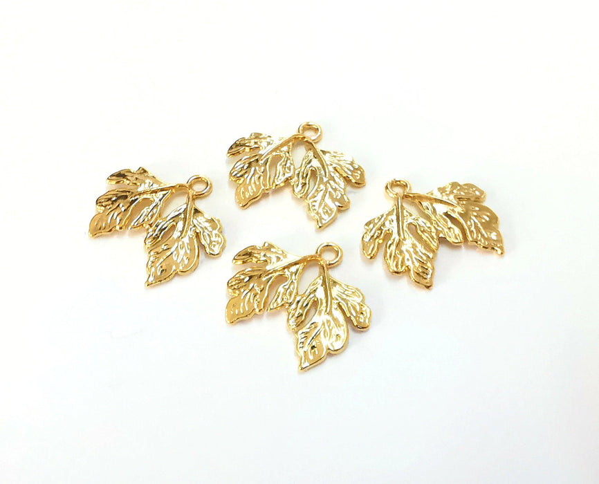 4 Leaf Charms Shiny Gold Plated Charms (19x22mm)  G20280