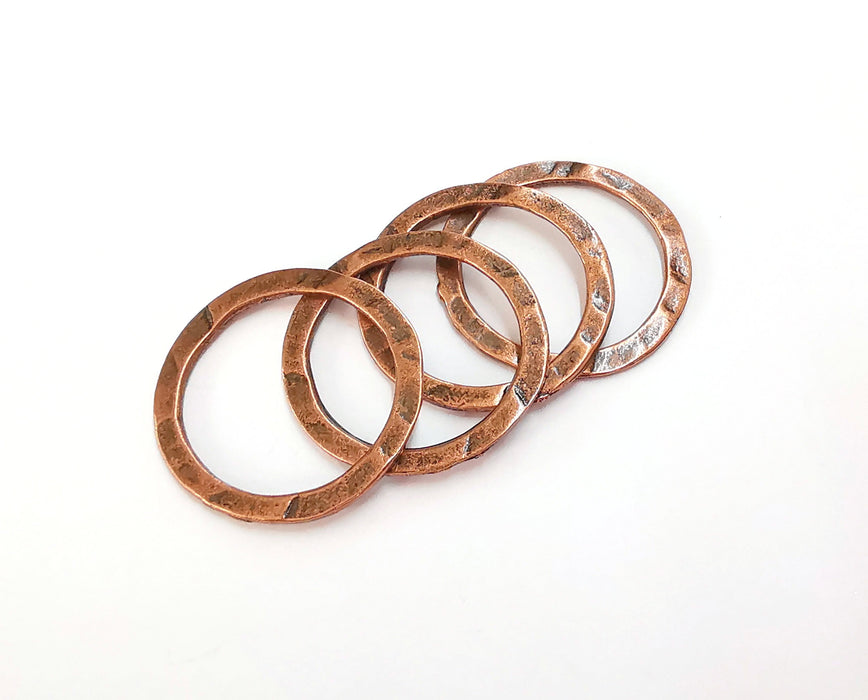 10 Circle Connector Antique Copper Plated Hammered Round Connector (26mm) G20282