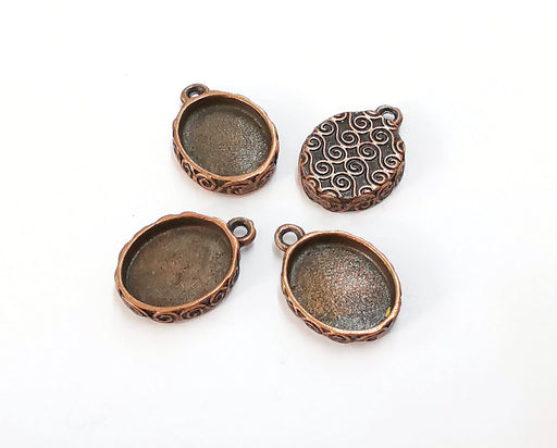 4 Charms Blank Bezel Resin Bezel Mosaic Mountings Antique Copper  Plated Charms (21x15mm)( 15x12 mm Bezel Inner Size)  G20284