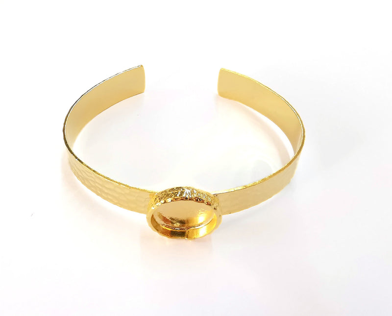 Bracelet Blank Resin Bangle Dry Flower inlay Blank Cuff Bezel Glass Cabochon Base Hammered Adjustable Gold Plated  (16mm ) G20287