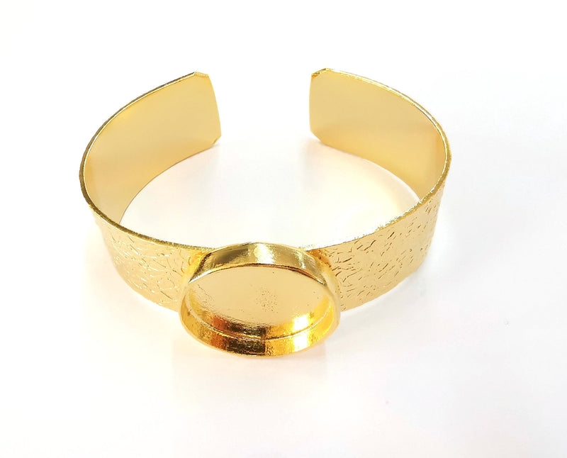 Bracelet Blank Resin Bangle Dry Flower inlay Blank Cuff Bezel Glass Cabochon Base Textured Adjustable Gold Plated  (25mm) G22444