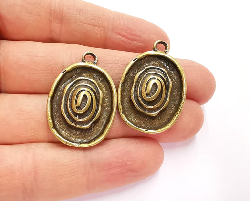 2 Spiral Charms Antique Bronze Plated Charms (34x23mm)  G20787
