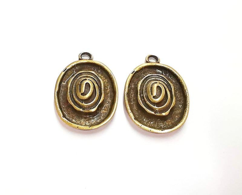2 Spiral Charms Antique Bronze Plated Charms (34x23mm)  G20787