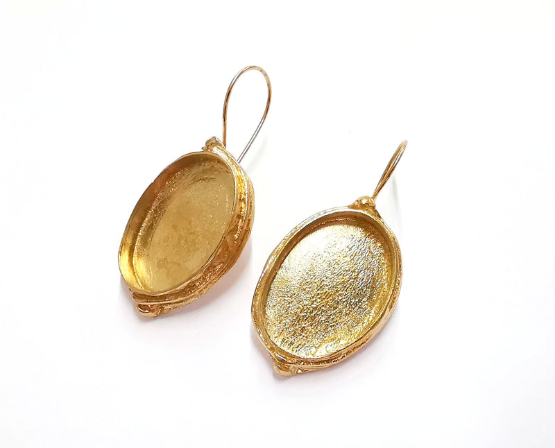 Earring Blank Base Settings Resin Blank Cabochon Bases inlay Blank Mountings Raw Brass (25x18mm blank ) 1 Set  G25145
