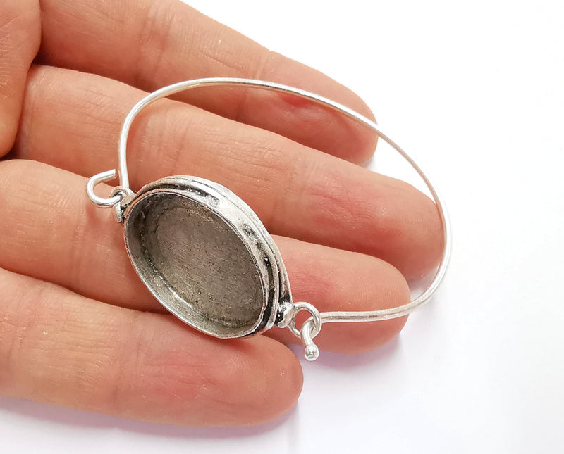 Hammered Bracelet Blanks Cuff Blanks Bracelet Blank Antique Silver Plated Brass (25x18 mm Blanks ) G20790