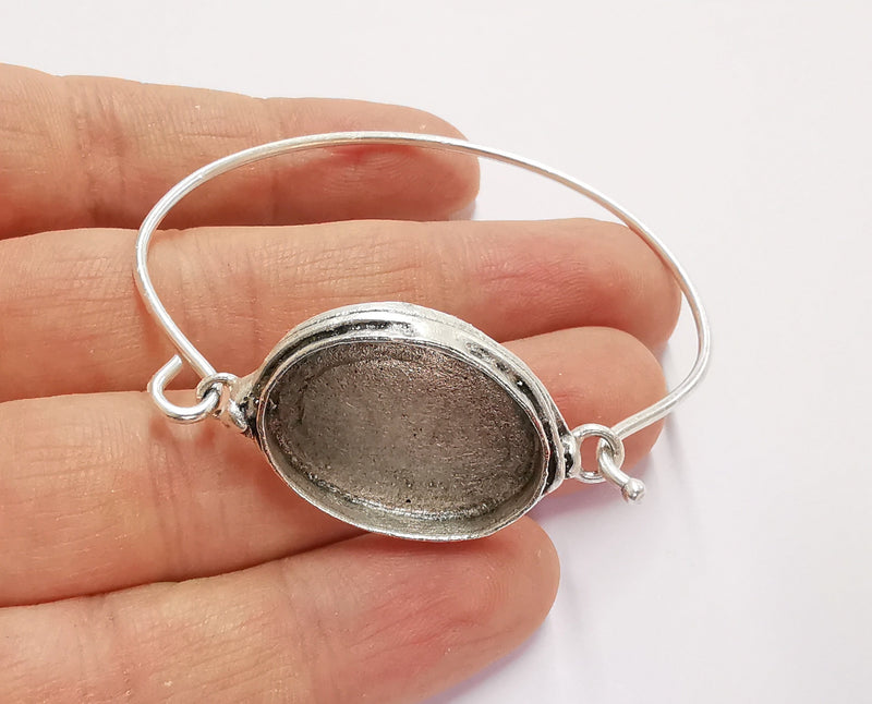 Hammered Bracelet Blanks Cuff Blanks Bracelet Blank Antique Silver Plated Brass (25x18 mm Blanks ) G20790