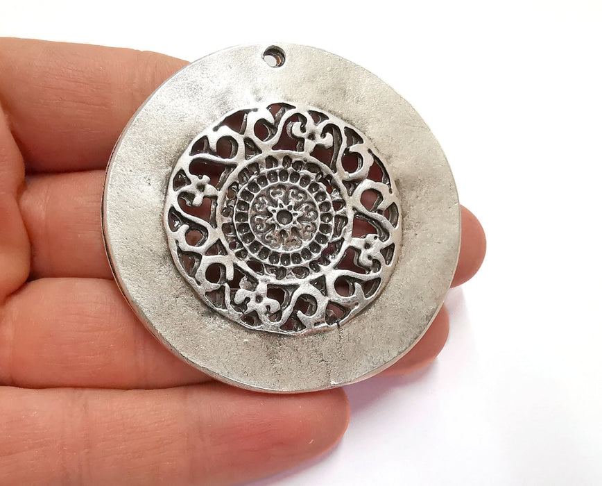 Silver Pendant Antique Silver Plated Pendant (60mm)  G20792