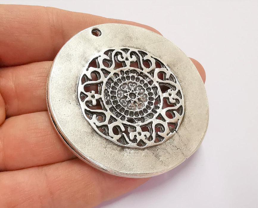 Silver Pendant Antique Silver Plated Pendant (60mm)  G20792