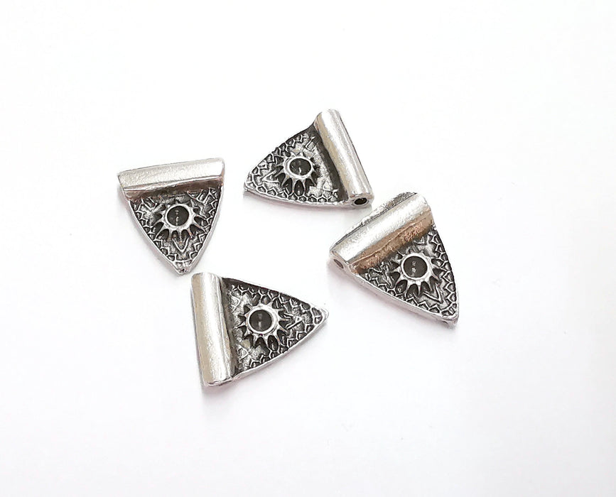 4 Triangle Charms Antique Silver Plated Charms (16x15mm)  G20793