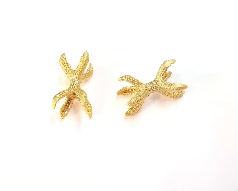 2 Claw Beads Gold Plated Brass Beads (21x9mm)  G20327