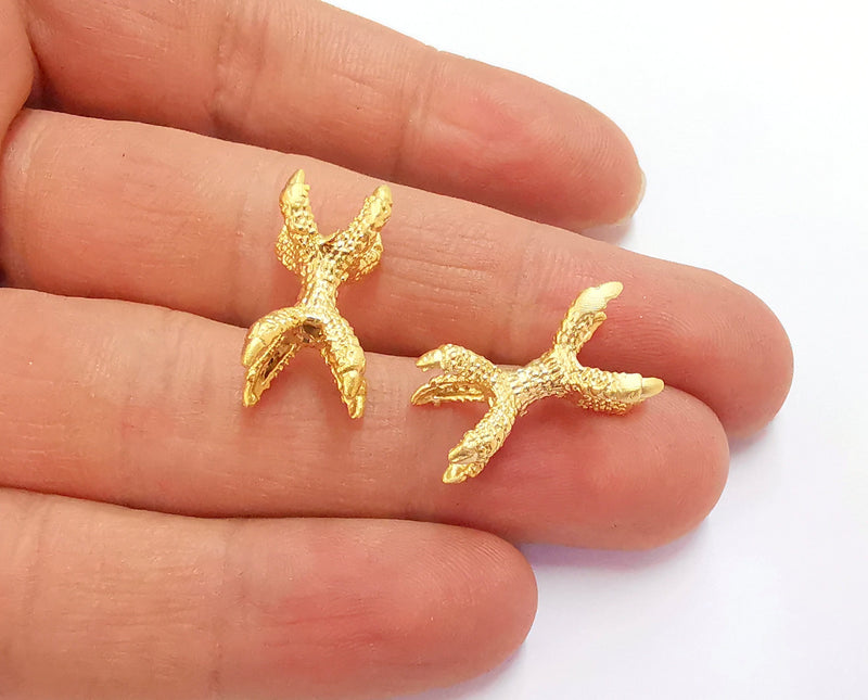 2 Claw Beads Gold Plated Brass Beads (21x9mm)  G20327