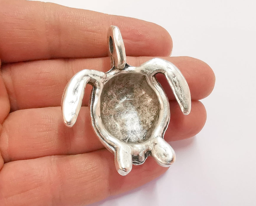 Sea Turtle Charms Antique Silver Plated Charms (52x45mm)  G20330